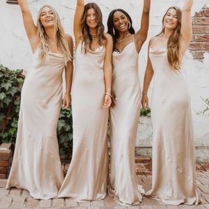 SHOW ME YOUR MUMU Tuscany Satin Maxi Slip Dress in Champagne